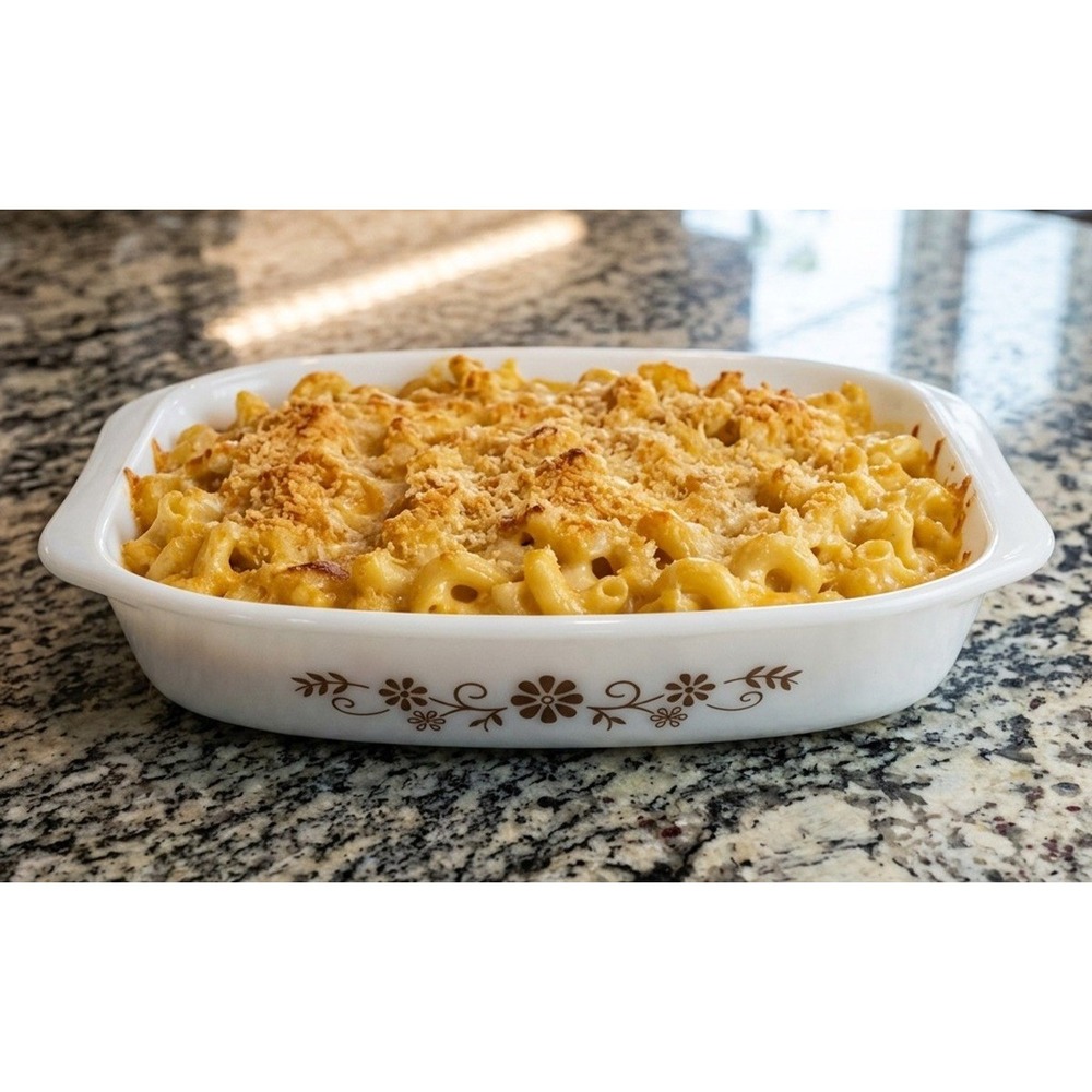Dynaware Pyr-O-Rey Casserole Dish, Brown Daisy Flower, Flea Bites, 1 Qt 10.5 x 6